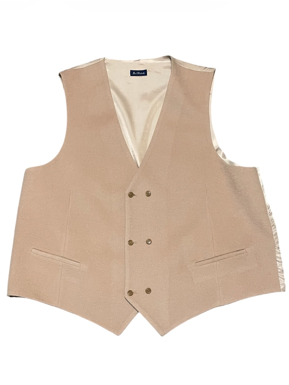 Men's Paul Fredrick Lambswool Cashmere Vest Oatmeal Champagne Color Size 3XLT